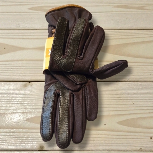 NWT WOMEN'S ISOTONER EVERYDAY GLOVES CHOCOLATE BROWN WITH LEATHER ACCENTS - Picture 2 of 5